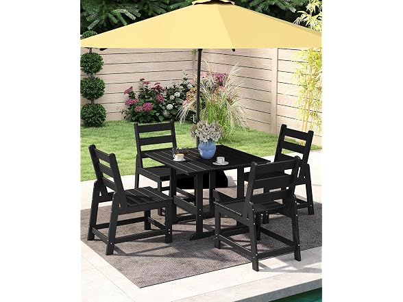 GREENVINES HDPE Outdoor Dining Chairs Set of 2, Armless Chair, Black