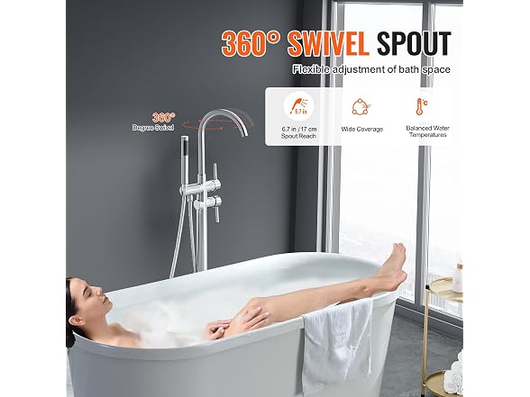 VEVOR Freestanding Bathtub Floor Mount Faucet