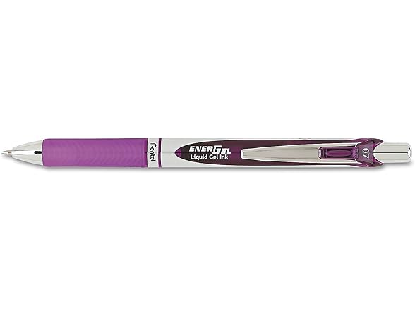Pentel Gel Pen, Retractable, Metal Tip.7mm, Refill, Violet