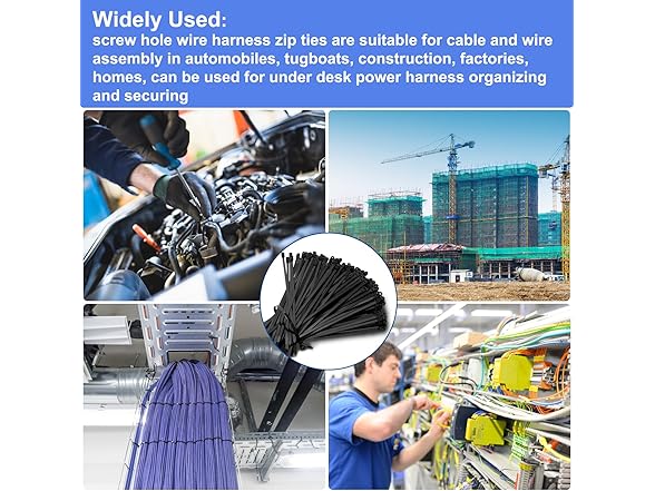 120Pcs 12" Zip Ties w/Screw Holes Blk