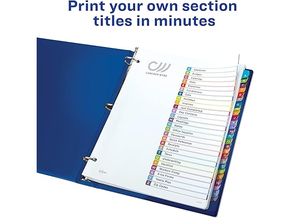 Avery A-Z Dividers for 3 Ring Binders