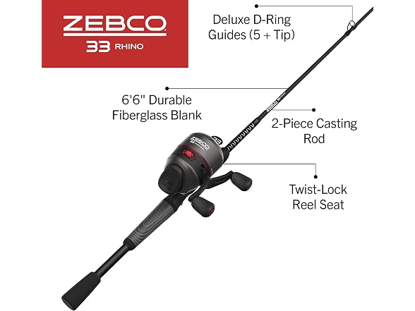 Zebco Rhino Max Spincast Reel Fishing Rod Combo