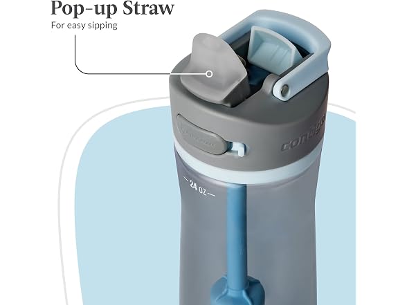 Contigo Wells Plastic Filter Water Bottle 24 Oz, Dark Ice