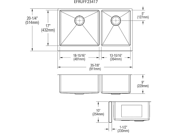 Elkay 16 Gauge Stainless Steel 35-7/8" Farmhouse Sink Kit