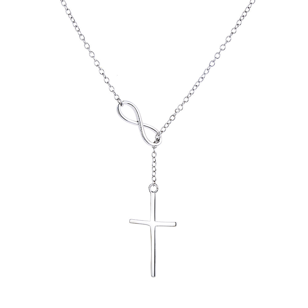 Lariat Infinity Cross Pendant Necklace - Gallery 4