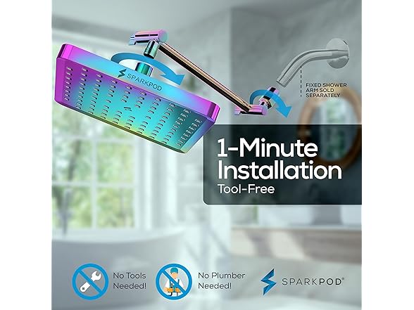 8" Square Rain Shower Head & Arm