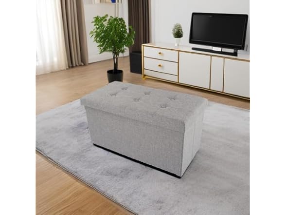 Lavish Home Folding Storage Ottoman - 30" Tufted