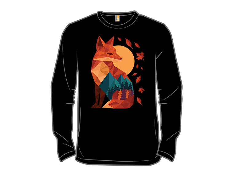 Geometric Fox Under Autumn Moon