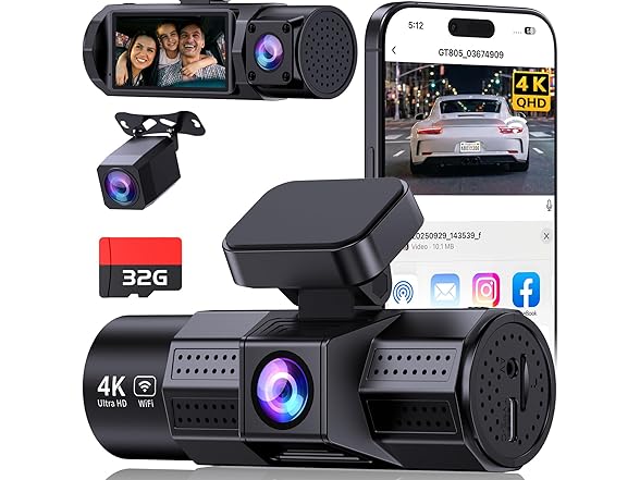 TUIFAC 4K 3 Channel Dash Cam