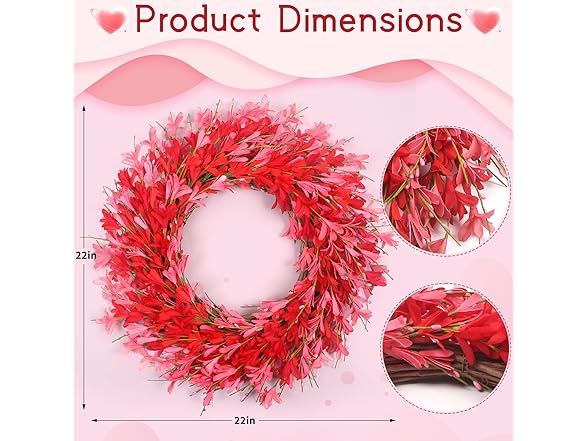 lokeisna Pink Forsythia Wreath 22 Inch