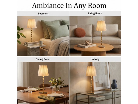 Twisted Stem Pleated Shade Cream Lamp