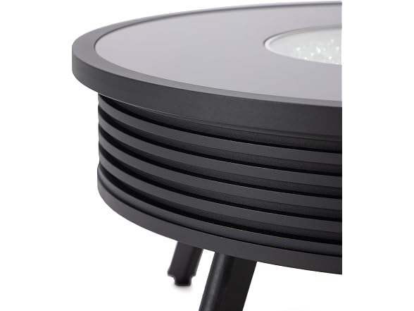 LeisureMod Walbrooke Modern Outdoor Round Fire Pit Table Black