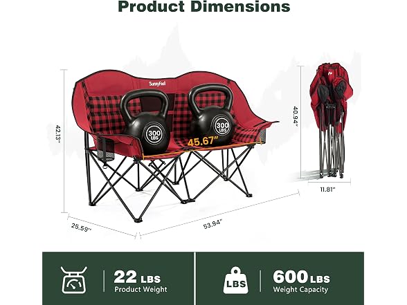 SUNNYFEEL Red Loveseat Camping Chair