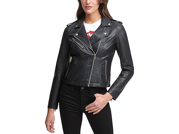 Levis Womens Faux Leather Motorcycle Jacket (XS)