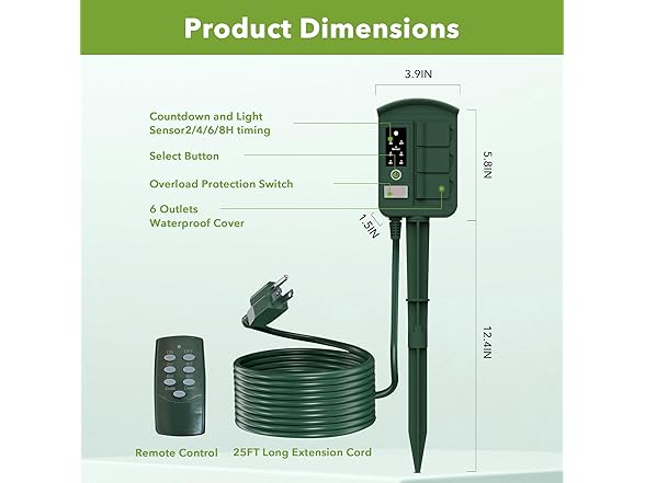 BN-LINK Outdoor Power Strip with 25FT Extension Cord