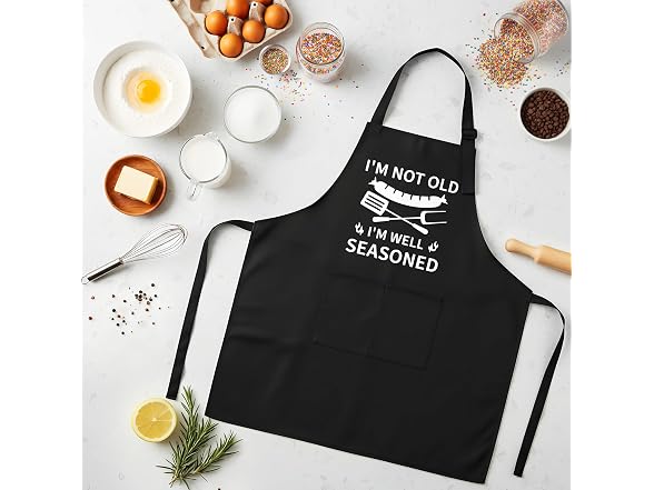 Defresit 2pcs Funny Apron Set Black/White