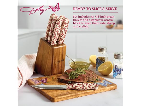 Dolly Parton 7-Piece Steak Knife Set Pink