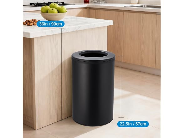 OUTLANE 10.6 Gal/40L Round Kitchen Trash Can Black