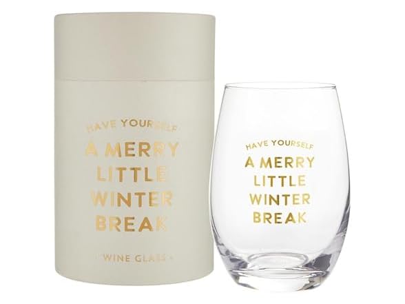 Holiday Stemless Wine Glass, Winter Break