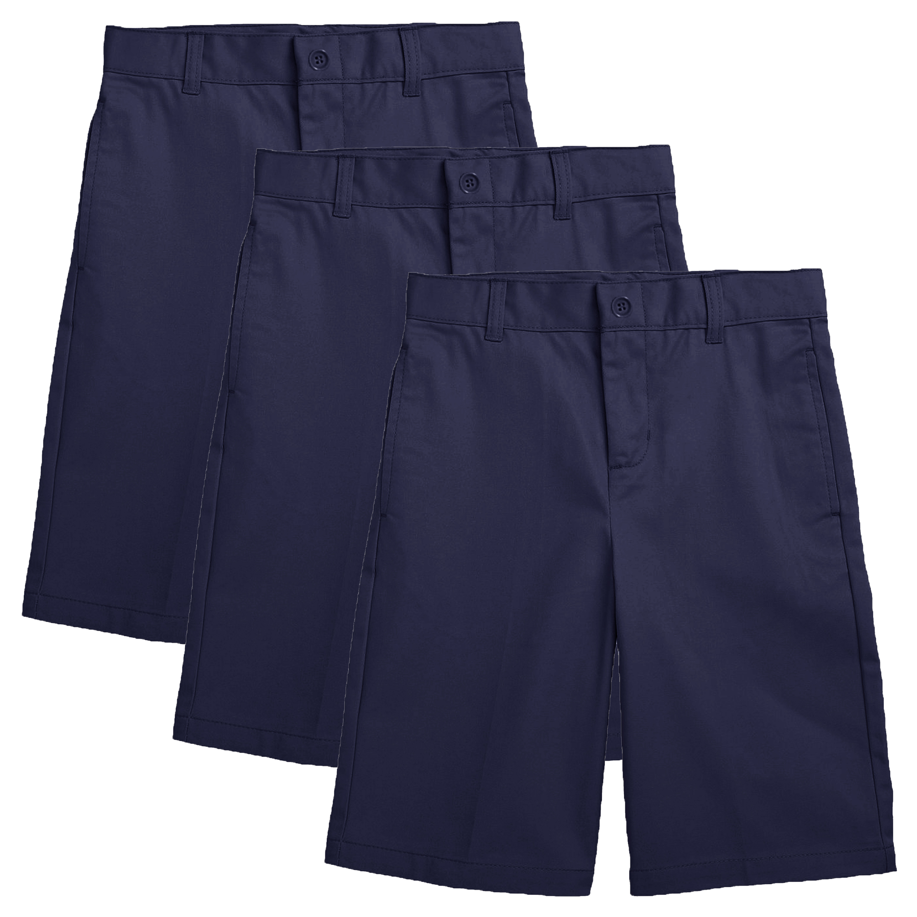 3PK Mens Flat Front Uniform Shorts - Gallery 10