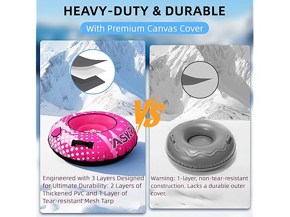 ASKPULION Snow Tube for Sledding Heavy Duty