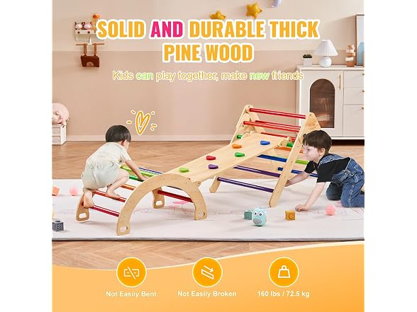 Pikler Triangle Set, 5 in 1 Toddler Climbing