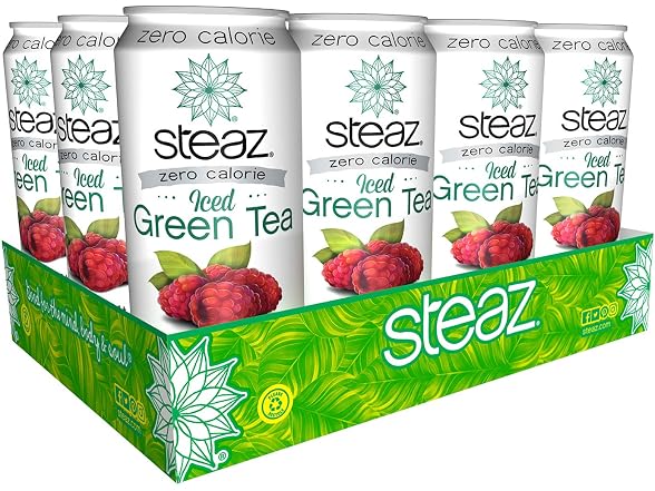 12Pk Steaz Iced Green Tea Beverage, Raspberry