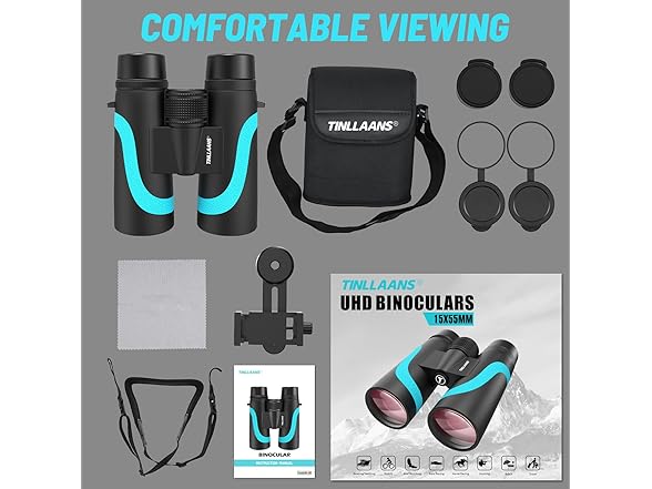 High Powered 15x55 HD Binoculars | BAK4 Prism