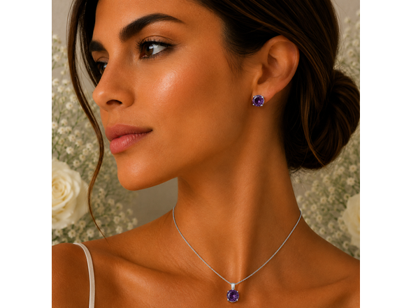 Purple Stone Necklace & Earring Set