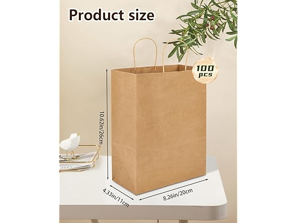 Gift Bags 8x4.25x10.5 100Pcs