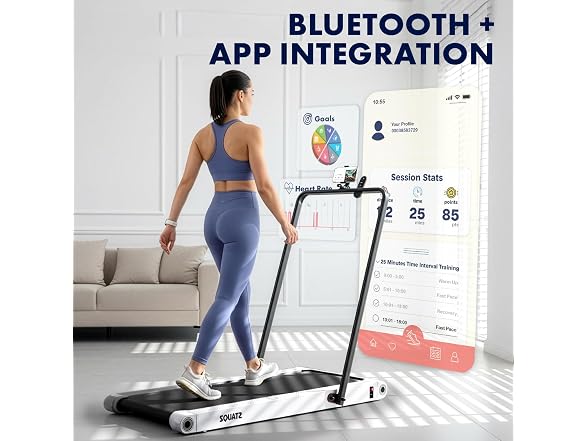 Squatz 2‑in‑1 Treadmill w/ Handlebar & Vibration Plates (Black Gray)
