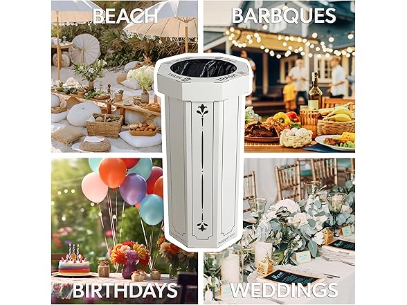 happimess HPM1301C-SET2 Fleur 25-Gallon Traditional Classic Disposable Corrugated Cardboard Event Trash Can and Recycling Bin for Home, Kitchen, Laundry Room, Bathroom, Bridal Ivory (Set of 2)