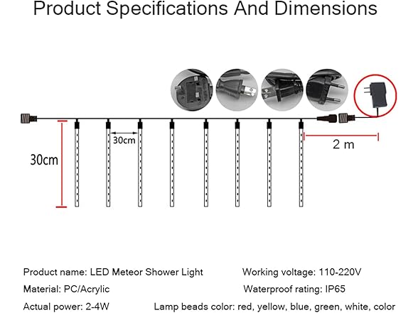 Outdoor Meteor Shower Light String