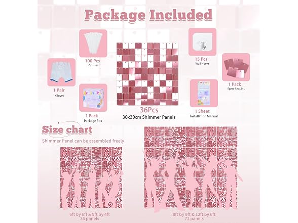 LuoluoHouse Shimmer Wall Panel Sequin Backdrop 36