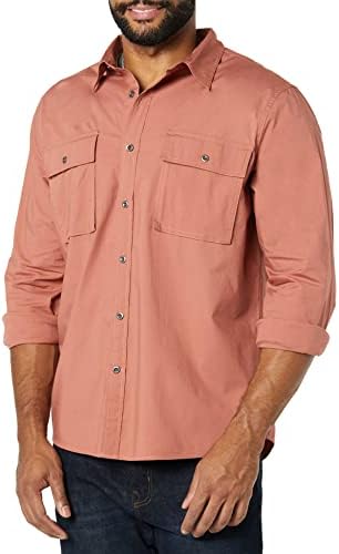 Amazon Essentials Men's Slim-Fit Long-Sleeve Two-Pocket Utility Shirt (Previously Goodthreads), Clay, XX-Large Tall
