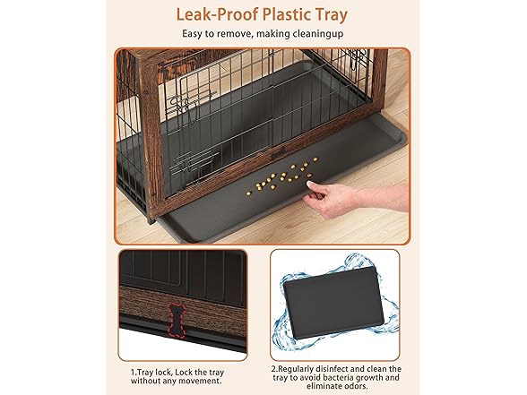 Megidok Wooden Dog Crate Furniture with Cushion