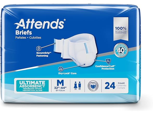 Attends Adult Briefs Medium Ultimate 24 Count