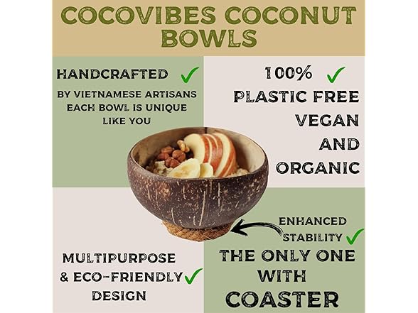 cocovibes 4 Handcrafted Wooden Bowls