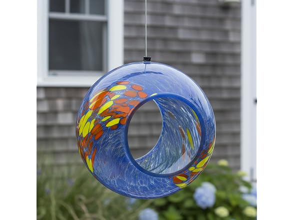 Sunnydaze Fire & Ice Solar Glass Bird Feeder