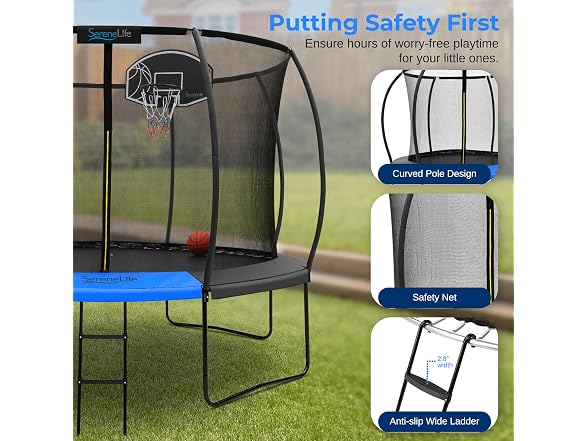 SereneLife 10FT Outdoor Trampoline for Kids