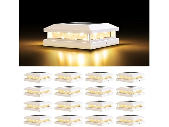 Brightever Solar Post Cap Lights Outdoor 16 Packs White