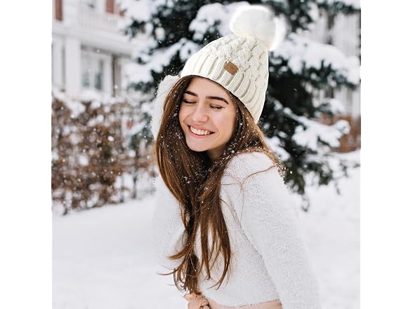 Page ONE Women (OS) Winter Ribbed Beanie Cap Hat