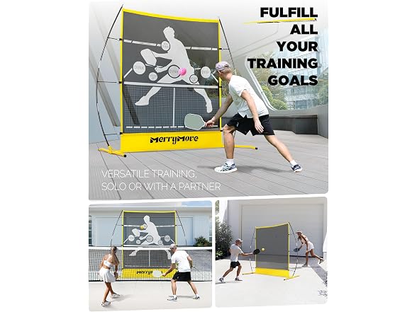 Yellow Pickleball Practice Rebounder Net