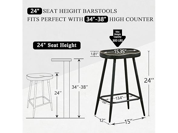 FIRAVOE Counter Stools Set of 3, Modern 24 inch Counter Height(Open Box)