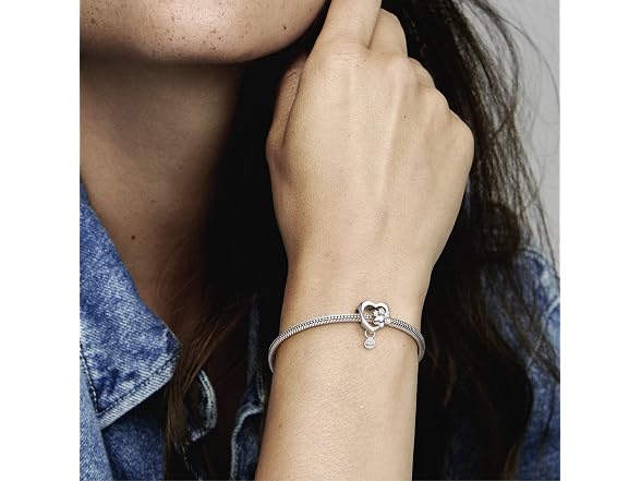 PANDORA Paw Heart Sterling Silver Charm Clear