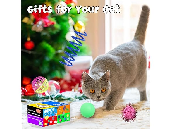 40pcs Flashine cat ball toys