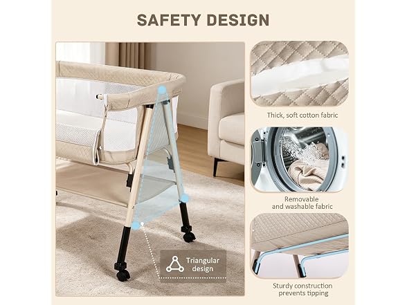 Bolmen Beige Baby Bassinet Bedside Sleeper