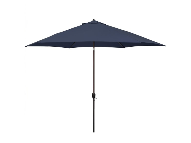 11-Foot Aluminum Market Patio Umbrella with Crank Lift and Push-Button Tilt in Navy Polyester