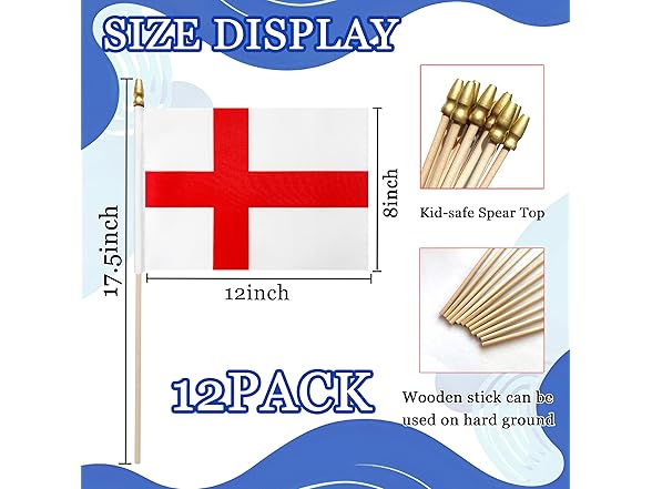 WEITBF England Flags 8x12" Mini 12pc