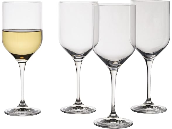 Upton White Wine Chardonnay Glasses, Set of 4, 17.5 Ounce